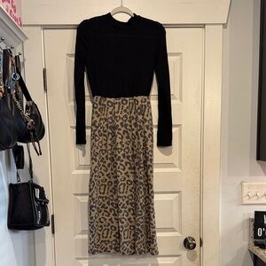 Reborn J Black and Tan Leopard Pencil Skirt